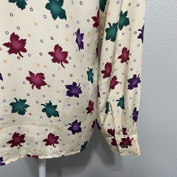 Vintage shirt fall maple leave long sleeve button top blouse size 12 - Picture 10 of 15